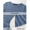 imageZESICA Womens Long Sleeve Bodycon Mini Dress Crew Neck Ribbed Knit Casual Ruffle Tiered Flowy Cocktail Party DressesDustyblue