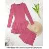 imageZESICA Womens Long Sleeve Bodycon Mini Dress Crew Neck Ribbed Knit Casual Ruffle Tiered Flowy Cocktail Party DressesPink