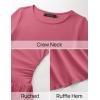 imageZESICA Womens Long Sleeve Bodycon Mini Dress Crew Neck Ribbed Knit Casual Ruffle Tiered Flowy Cocktail Party DressesPink
