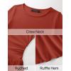 imageZESICA Womens Long Sleeve Bodycon Mini Dress Crew Neck Ribbed Knit Casual Ruffle Tiered Flowy Cocktail Party DressesRust