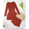 imageZESICA Womens Long Sleeve Bodycon Mini Dress Crew Neck Ribbed Knit Casual Ruffle Tiered Flowy Cocktail Party DressesRust