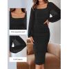 imageZESICA Womens Sexy Ruched Bodycon Midi Dress Long Puff Sleeve Square Neck Backless Cocktail Party Wedding DressesBlack