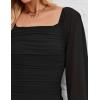 imageZESICA Womens Sexy Ruched Bodycon Midi Dress Long Puff Sleeve Square Neck Backless Cocktail Party Wedding DressesBlack