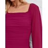 imageZESICA Womens Sexy Ruched Bodycon Midi Dress Long Puff Sleeve Square Neck Backless Cocktail Party Wedding DressesPlum
