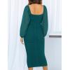 imageZESICA Womens Sexy Ruched Bodycon Midi Dress Long Puff Sleeve Square Neck Backless Cocktail Party Wedding DressesTeal