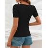imageZESICA Womens Short Sleeve Square Neck T Shirts 2025 Summer Slim Fit Casual Basic Business Work Tee TopsBlack