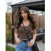 imageZESICA Womens Short Sleeve Square Neck T Shirts 2025 Summer Slim Fit Casual Basic Business Work Tee TopsBrown