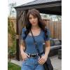 imageZESICA Womens Short Sleeve Square Neck T Shirts 2025 Summer Slim Fit Casual Basic Business Work Tee TopsDustyblue