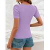 imageZESICA Womens Short Sleeve Square Neck T Shirts 2025 Summer Slim Fit Casual Basic Business Work Tee TopsPurple