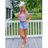 imageZESICA Womens Short Sleeve Square Neck T Shirts 2025 Summer Slim Fit Casual Basic Business Work Tee TopsPurple