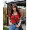 imageZESICA Womens Short Sleeve Square Neck T Shirts 2025 Summer Slim Fit Casual Basic Business Work Tee TopsRed
