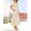 imageZESICA Womens Summer Boho Floral Midi Dresses 2025 Casual Short Sleeve Square Neck Flowy Beach Vacation Long DressApricot