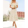 imageZESICA Womens Summer Boho Floral Midi Dresses 2025 Casual Short Sleeve Square Neck Flowy Beach Vacation Long DressApricot