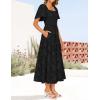 imageZESICA Womens Summer Boho Floral Midi Dresses 2025 Casual Short Sleeve Square Neck Flowy Beach Vacation Long DressBlack