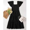 imageZESICA Womens Summer Boho Floral Midi Dresses 2025 Casual Short Sleeve Square Neck Flowy Beach Vacation Long DressBlack