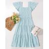 imageZESICA Womens Summer Boho Floral Midi Dresses 2025 Casual Short Sleeve Square Neck Flowy Beach Vacation Long DressBlue