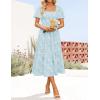 imageZESICA Womens Summer Boho Floral Midi Dresses 2025 Casual Short Sleeve Square Neck Flowy Beach Vacation Long DressBlue