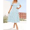 imageZESICA Womens Summer Boho Floral Midi Dresses 2025 Casual Short Sleeve Square Neck Flowy Beach Vacation Long DressBlue