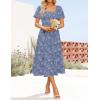 imageZESICA Womens Summer Boho Floral Midi Dresses 2025 Casual Short Sleeve Square Neck Flowy Beach Vacation Long DressDustyblue