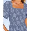 imageZESICA Womens Summer Boho Floral Midi Dresses 2025 Casual Short Sleeve Square Neck Flowy Beach Vacation Long DressDustyblue