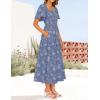 imageZESICA Womens Summer Boho Floral Midi Dresses 2025 Casual Short Sleeve Square Neck Flowy Beach Vacation Long DressDustyblue