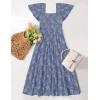 imageZESICA Womens Summer Boho Floral Midi Dresses 2025 Casual Short Sleeve Square Neck Flowy Beach Vacation Long DressDustyblue
