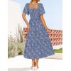 imageZESICA Womens Summer Boho Floral Midi Dresses 2025 Casual Short Sleeve Square Neck Flowy Beach Vacation Long DressDustyblue