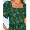 imageZESICA Womens Summer Boho Floral Midi Dresses 2025 Casual Short Sleeve Square Neck Flowy Beach Vacation Long DressGreen