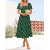 imageZESICA Womens Summer Boho Floral Midi Dresses 2025 Casual Short Sleeve Square Neck Flowy Beach Vacation Long DressGreen