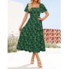 imageZESICA Womens Summer Boho Floral Midi Dresses 2025 Casual Short Sleeve Square Neck Flowy Beach Vacation Long DressGreen