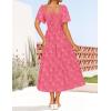 imageZESICA Womens Summer Boho Floral Midi Dresses 2025 Casual Short Sleeve Square Neck Flowy Beach Vacation Long DressHotpink