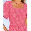 imageZESICA Womens Summer Boho Floral Midi Dresses 2025 Casual Short Sleeve Square Neck Flowy Beach Vacation Long DressHotpink