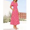 imageZESICA Womens Summer Boho Floral Midi Dresses 2025 Casual Short Sleeve Square Neck Flowy Beach Vacation Long DressHotpink