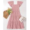imageZESICA Womens Summer Boho Floral Midi Dresses 2025 Casual Short Sleeve Square Neck Flowy Beach Vacation Long DressPink