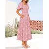 imageZESICA Womens Summer Boho Floral Midi Dresses 2025 Casual Short Sleeve Square Neck Flowy Beach Vacation Long DressPink