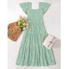 imageZESICA Womens Summer Boho Floral Midi Dresses 2025 Casual Short Sleeve Square Neck Flowy Beach Vacation Long DressSage
