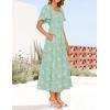 imageZESICA Womens Summer Boho Floral Midi Dresses 2025 Casual Short Sleeve Square Neck Flowy Beach Vacation Long DressSage