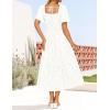 imageZESICA Womens Summer Boho Floral Midi Dresses 2025 Casual Short Sleeve Square Neck Flowy Beach Vacation Long DressWhite
