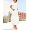 imageZESICA Womens Summer Boho Floral Midi Dresses 2025 Casual Short Sleeve Square Neck Flowy Beach Vacation Long DressWhite