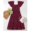 imageZESICA Womens Summer Boho Floral Midi Dresses 2025 Casual Short Sleeve Square Neck Flowy Beach Vacation Long DressWine
