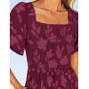 imageZESICA Womens Summer Boho Floral Midi Dresses 2025 Casual Short Sleeve Square Neck Flowy Beach Vacation Long DressWine