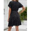 imageZESICA Womens Summer Wrap V Neck Bohemian Floral Print Ruffle Swing A Line Beach Mini DressBlack