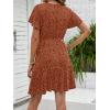 imageZESICA Womens Summer Wrap V Neck Bohemian Floral Print Ruffle Swing A Line Beach Mini DressBrown