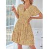 imageZESICA Womens Summer Wrap V Neck Bohemian Floral Print Ruffle Swing A Line Beach Mini DressGinger