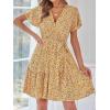imageZESICA Womens Summer Wrap V Neck Bohemian Floral Print Ruffle Swing A Line Beach Mini DressGinger