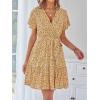 imageZESICA Womens Summer Wrap V Neck Bohemian Floral Print Ruffle Swing A Line Beach Mini DressGinger