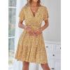 imageZESICA Womens Summer Wrap V Neck Bohemian Floral Print Ruffle Swing A Line Beach Mini DressGinger