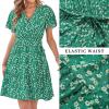 imageZESICA Womens Summer Wrap V Neck Bohemian Floral Print Ruffle Swing A Line Beach Mini DressHollygreen