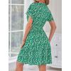 imageZESICA Womens Summer Wrap V Neck Bohemian Floral Print Ruffle Swing A Line Beach Mini DressHollygreen