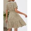 imageZESICA Womens Summer Wrap V Neck Bohemian Floral Print Ruffle Swing A Line Beach Mini DressKhaki